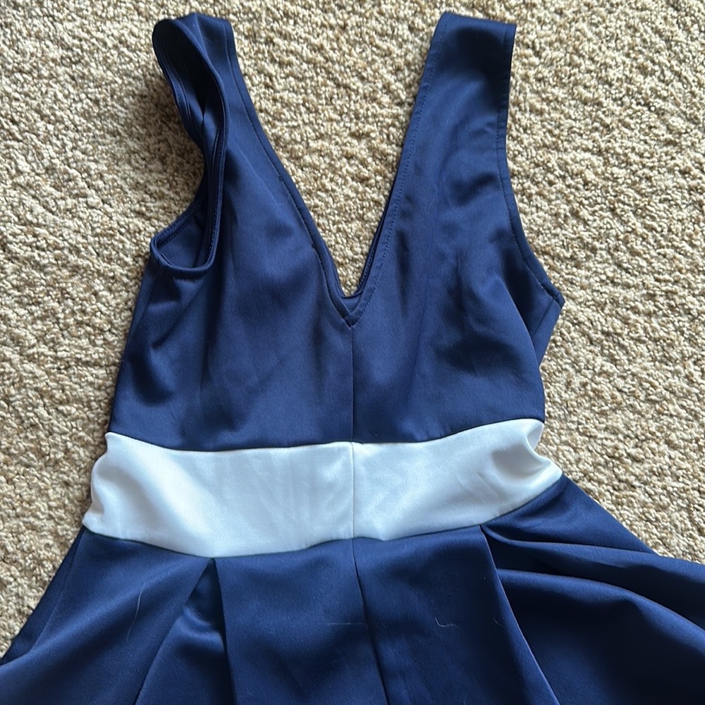 Blue and white dress